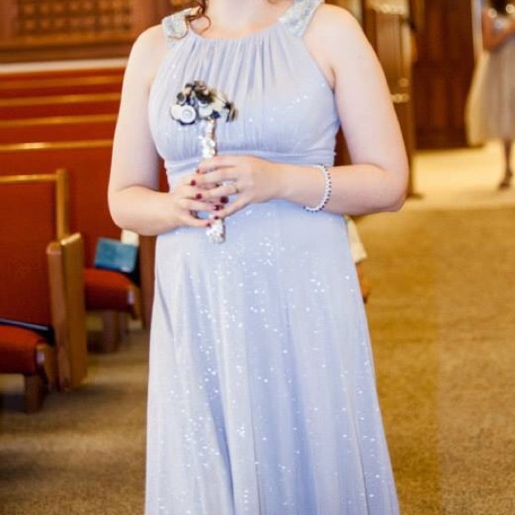 Silver Bridesmaids Dress with Beading - Picture 3 of 8